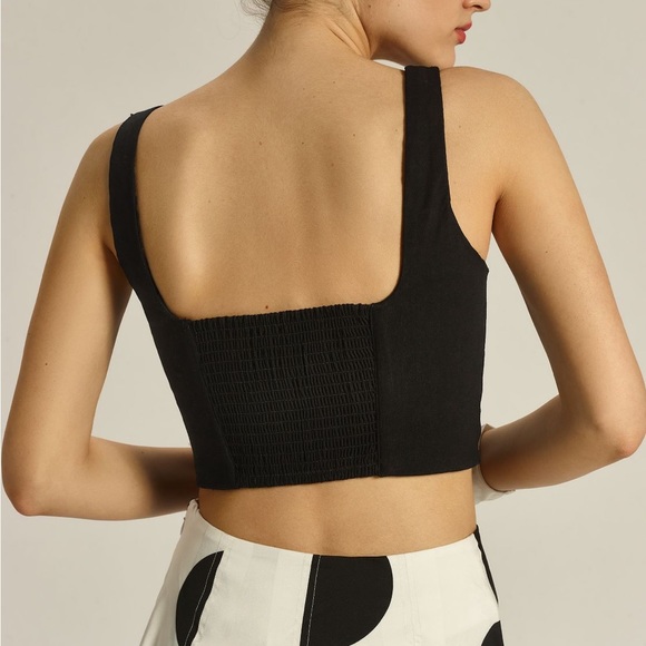 NWT Maeve (Anthropologie) black square neck cropped tank - Picture 2 of 10